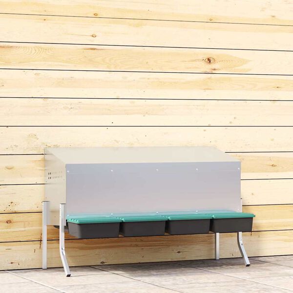 vidaXL Nido para gallinas con 3 compartimentos y patas de acero galvanizado