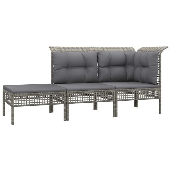 vidaXL Set de muebles de jard&iacute;n 8 pzas y cojines rat&aacute;n sint&eacute;tico gris