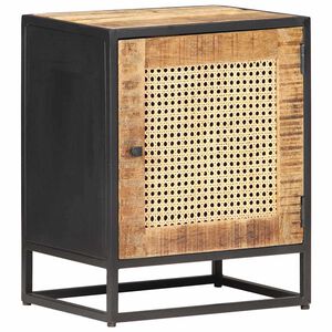 vidaXL Mesita de noche madera de mango rugosa ca&ntilde;a natural 40x30x50cm