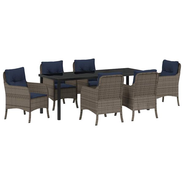 vidaXL Conjunto de Comedor de Jard&iacute;n 7 pcs Gris rat&aacute;n sint&eacute;tico