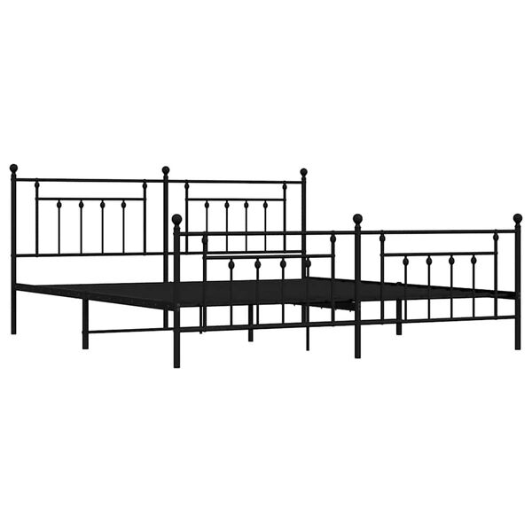 vidaXL Estructura cama sin colch&oacute;n con estribo metal negro 193x203 cm