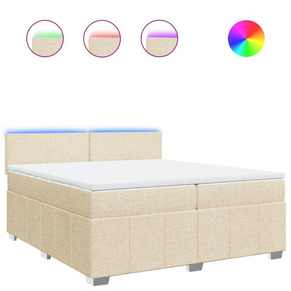 vidaXL Cama box spring con colch&oacute;n tela color crema 200x200 cm