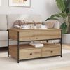 vidaXL Mesa de Caf&eacute; con caj&oacute;n Roble artesanal 85 x 50 x 50 cm