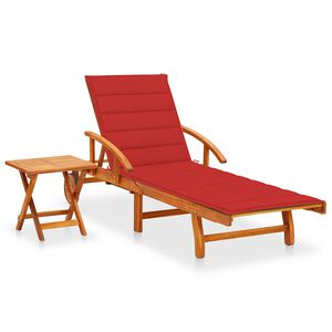vidaXL Tumbona de jard&iacute;n con mesa y coj&iacute;n madera maciza de acacia