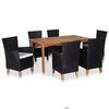 vidaXL Set de comedor de jard&iacute;n 7 pzas rat&aacute;n sint&eacute;tico negro y marr&oacute;n