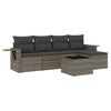 vidaXL Set de muebles de jard&iacute;n 6 pzas y cojines rat&aacute;n sint&eacute;tico gris