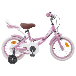 vidaXL Bicicleta Infantil 12 Pulgadas para 2-4 a&ntilde;os Rosa claro