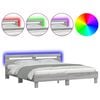vidaXL Estructura de cama cabecero y luces LED gris Sonoma 160x200 cm