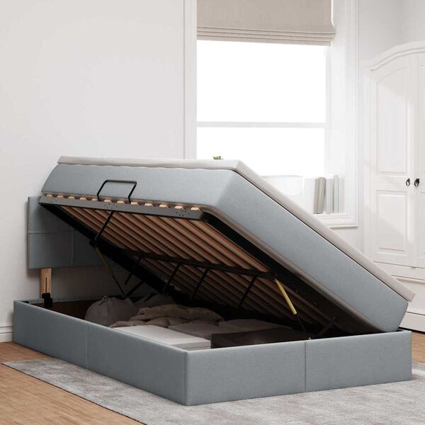 vidaXL Cama con almacenamiento y LED Gris Claro 120 x 190 cm tela
