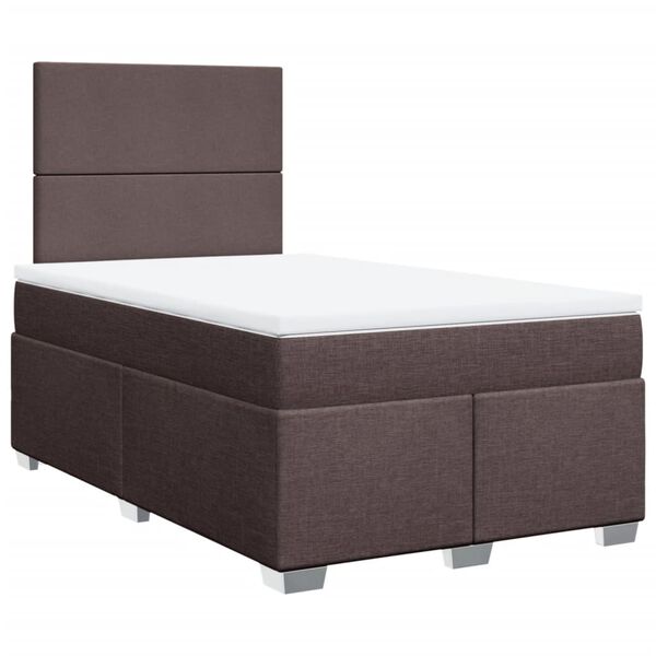 vidaXL Cama box spring con colch&oacute;n tela marr&oacute;n oscuro 120x200 cm