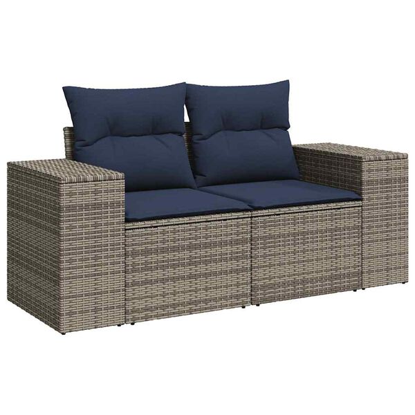 vidaXL Set de muebles de jard&iacute;n 6 pzas y cojines rat&aacute;n sint&eacute;tico gris