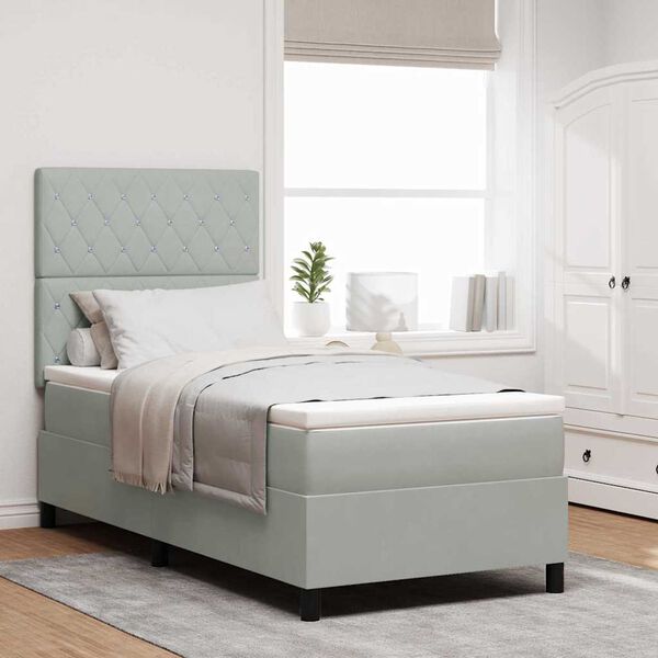 vidaXL Cama tipo Box Spring Gris Claro 100 x 200 cm Terciopelo