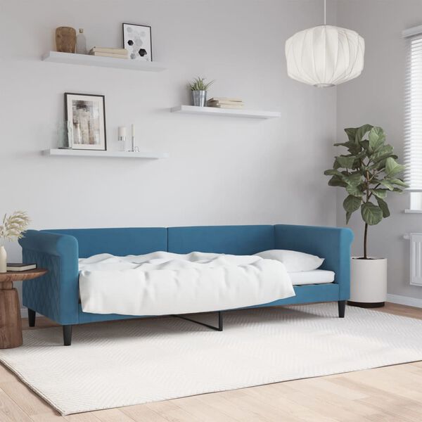 vidaXL Sof&aacute; cama sin colch&oacute;n terciopelo azul 80x200 cm