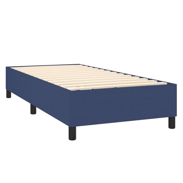 vidaXL Cama box spring con colch&oacute;n tela azul 100x200 cm