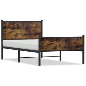 vidaXL Estructura de cama sin colch&oacute;n metal roble ahumado 100x200 cm
