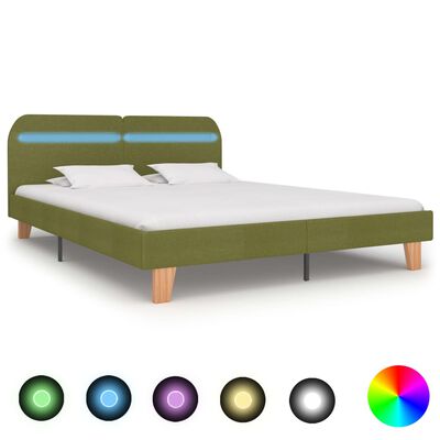 vidaXL Estructura de cama con LED tela verde 180x200 cm