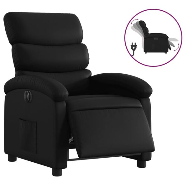 vidaXL Sill&oacute;n reclinable el&eacute;ctrico de cuero sint&eacute;tico negro