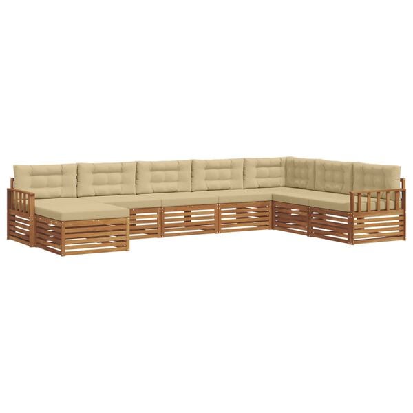 vidaXL Juegos de sof&aacute;s 8 pcs Natural y Beige Madera de Acacia S&oacute;lida