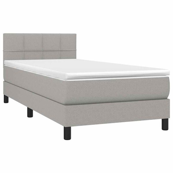 vidaXL Cama box spring con colch&oacute;n tela gris claro 90x190 cm