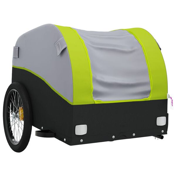 vidaXL Remolque para bicicleta hierro negro y verde 45 kg