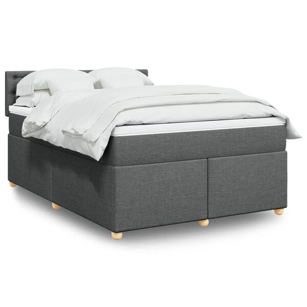vidaXL Cama box spring con colch&oacute;n tela gris oscuro 140x190 cm