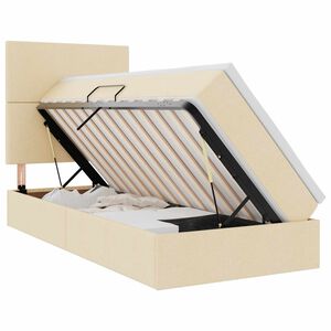 vidaXL Cama con almacenamiento y LED Crema 100 x 200 cm Poli&eacute;ster