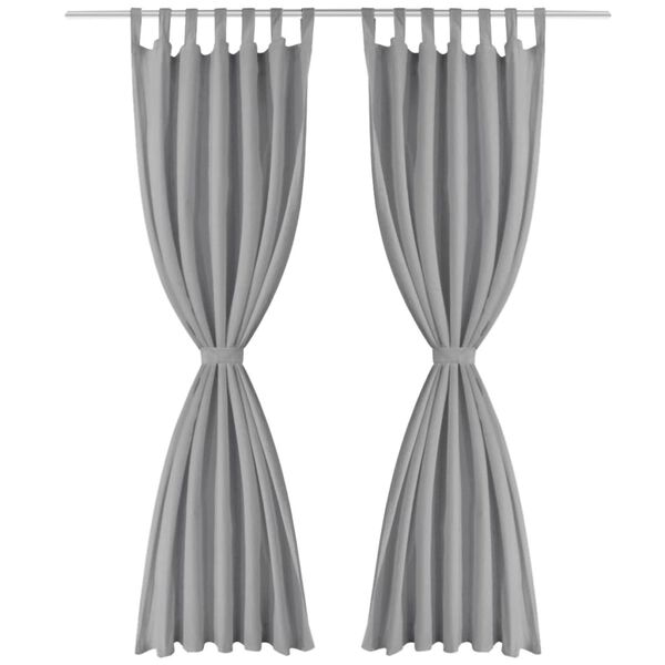 vidaXL Cortinas de micro-raso con bucles 2 unidades 140x225 cm gris