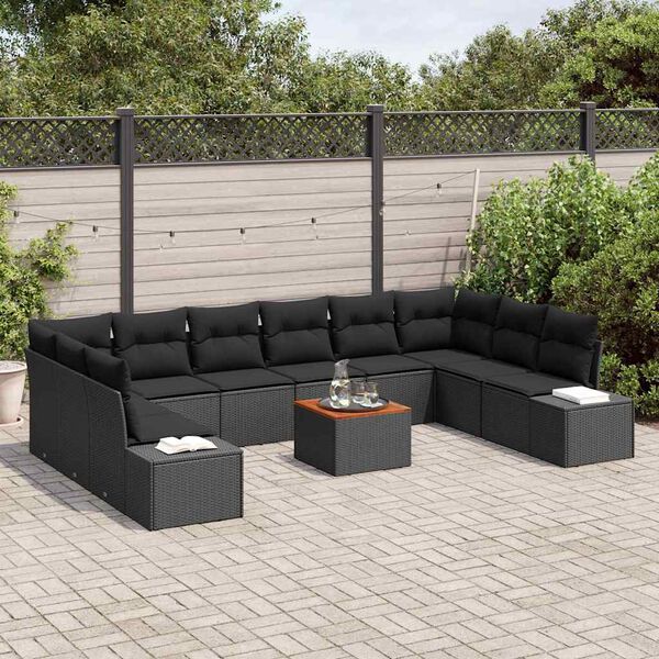 vidaXL Conjunto de sofá de jardín 11 pcs Negro