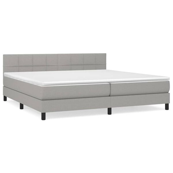 vidaXL Cama box spring con colch&oacute;n tela gris claro 200x200 cm