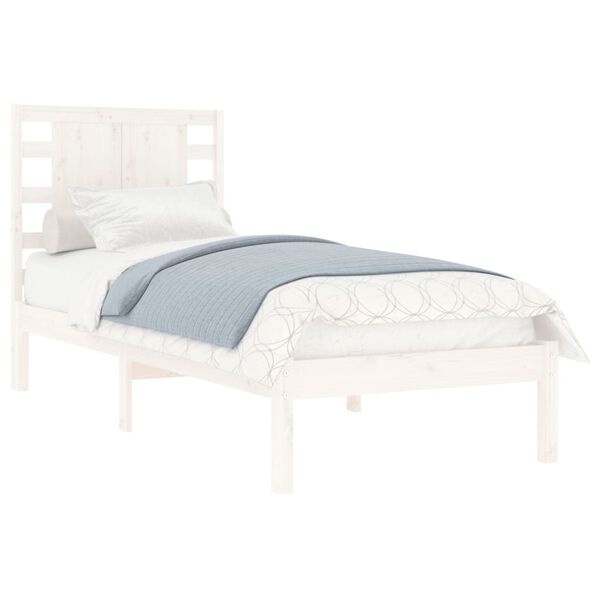 vidaXL Estructura de cama madera maciza individual blanco 75x190 cm