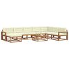 vidaXL Conjunto de sof&aacute;s de exterior con coj&iacute;n 9 pcs Natural y Crema