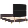 vidaXL Estructura de cama con cabecera Marr&oacute;n oscuro 140 x 200 cm tela