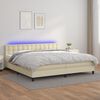 vidaXL Cama box spring colch&oacute;n y LED cuero sint&eacute;tico crema 200x200 cm
