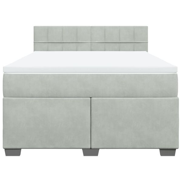 vidaXL Cama box spring con colch&oacute;n terciopelo gris claro 140x190 cm
