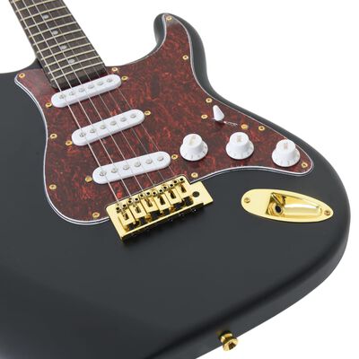 vidaXL Guitarra eléctrica principiantes con funda negro dorado 4/4 39"
