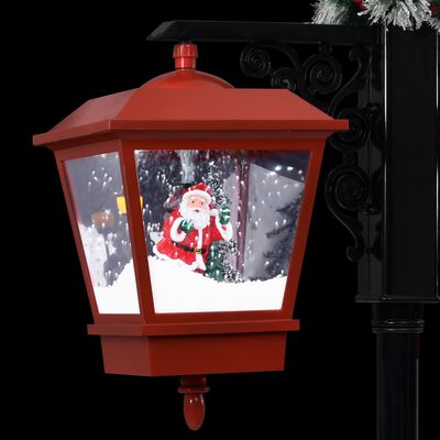 vidaXL Farola de Navidad con Papá Noel PVC negro y rojo 81x40x188 cm
