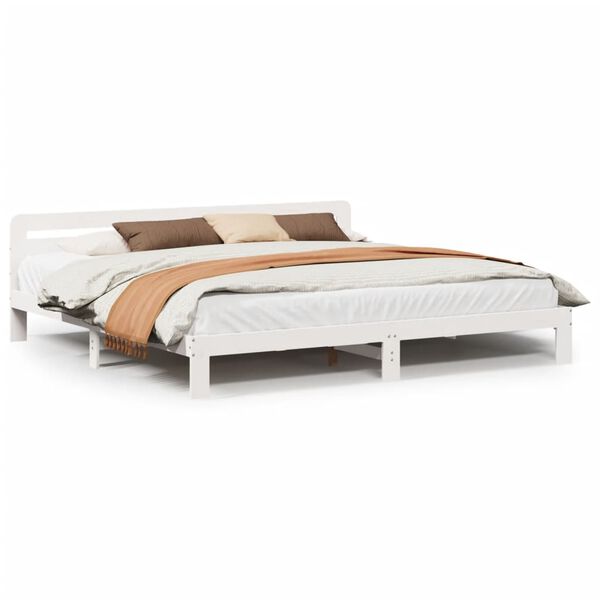 vidaXL Estructura de cama sin colch&oacute;n madera maciza blanca 200x200 cm