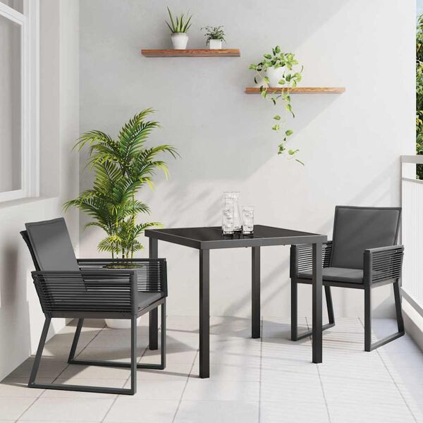 vidaXL Conjunto de Comedor de Jard&iacute;n 3 pcs Negro