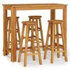 vidaXL Mesa y taburetes altos de jard&iacute;n 5 pzas madera maciza acacia
