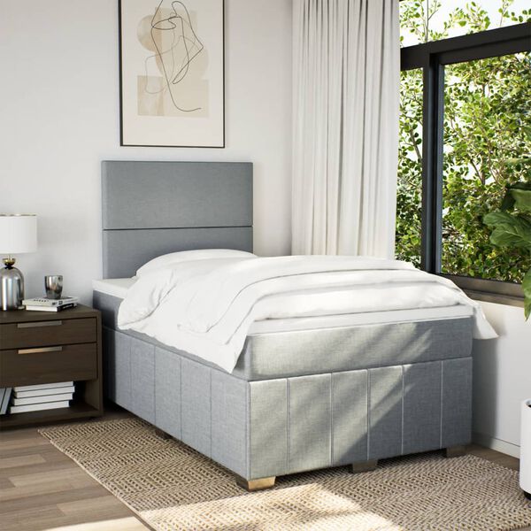 vidaXL Cama box spring con colch&oacute;n tela gris claro 120x190 cm