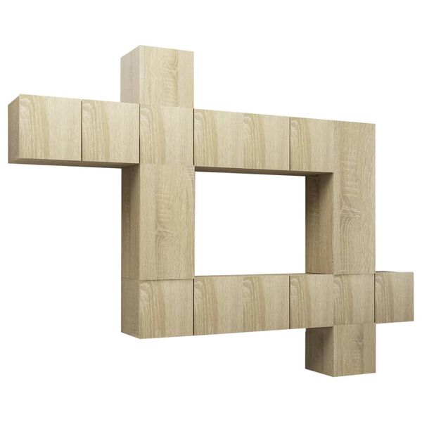 vidaXL Set muebles de sal&oacute;n TV 10 pzas madera ingenier&iacute;a roble Sonoma