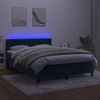 vidaXL Cama box spring colch&oacute;n y LED terciopelo azul oscuro 140x200 cm