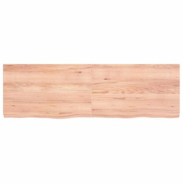 vidaXL Encimera ba&ntilde;o madera maciza tratada marr&oacute;n claro 160x50x(2-6)cm