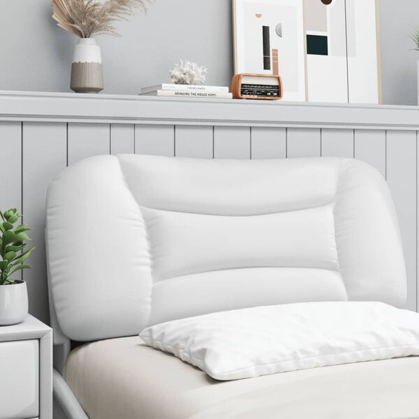 vidaXL Cabecero de cama acolchado Hvar cuero sint&eacute;tico blanco 90 cm
