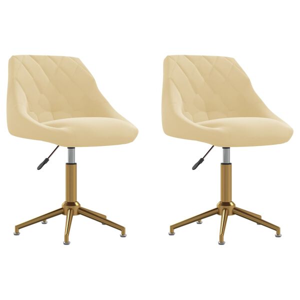 vidaXL Sillas de comedor giratorias 2 unidades terciopelo crema