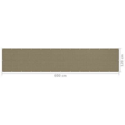 vidaXL Toldo para balcón HDPE gris taupe 120x600 cm