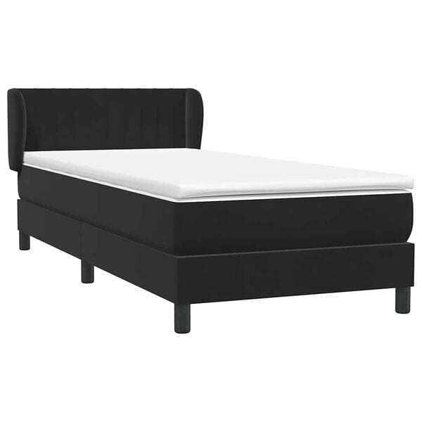 vidaXL Cama box spring con colch&oacute;n cuero sint&eacute;tico negro 80x220 cm