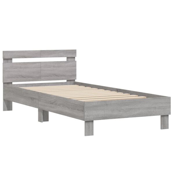 vidaXL Cama con cabecero madera de ingenier&iacute;a gris Sonoma 100x200 cm