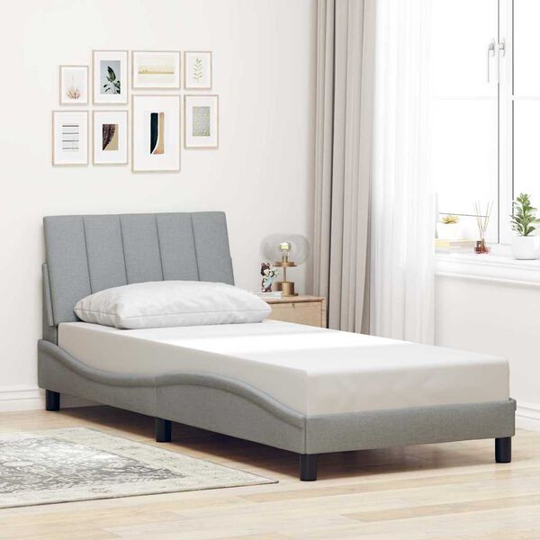 vidaXL Estructura de cama sin colch&oacute;n Hanko tela gris claro 80x200 cm
