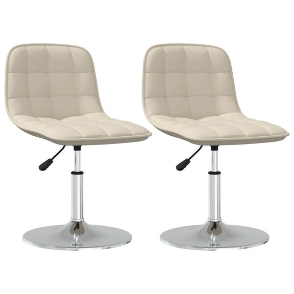 vidaXL Sillas de comedor giratorias 2 unidades tela color crema